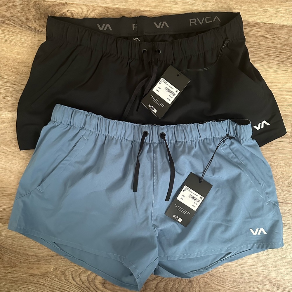 RVCA Black and Light Blue Shorts Duo